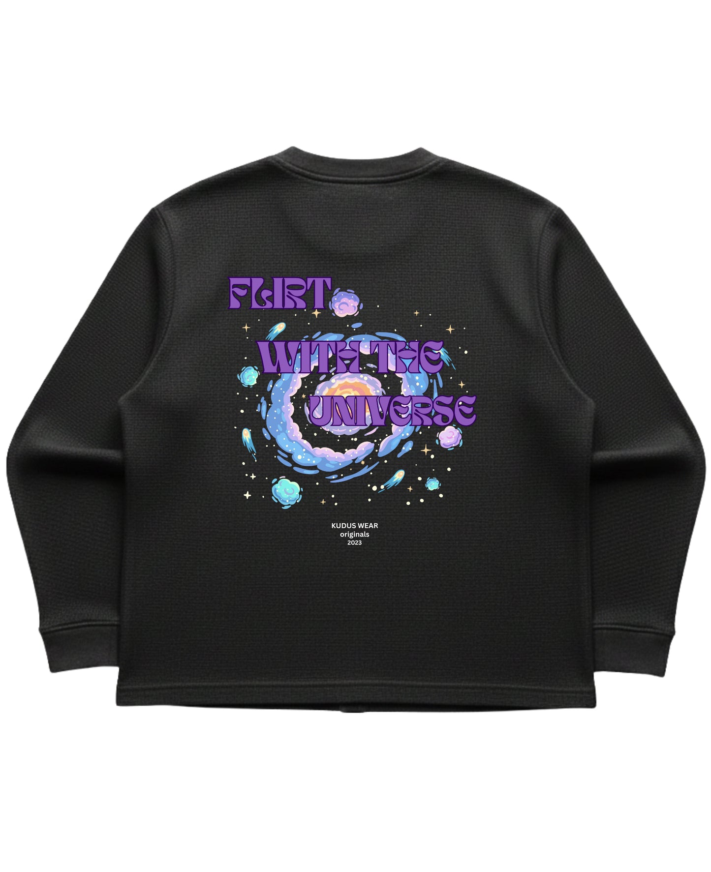 Black waffle knit oversized full-sleeve Back Design