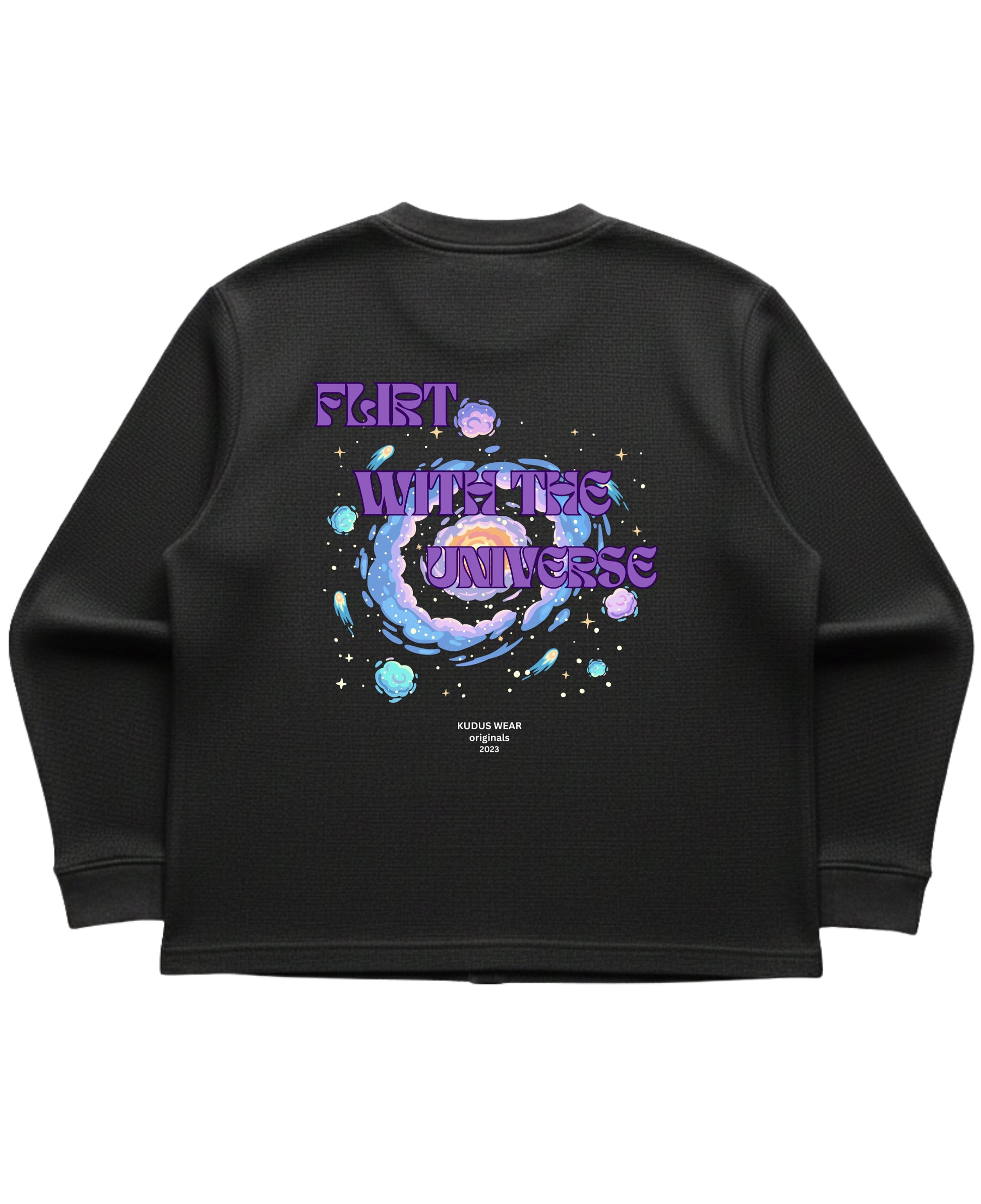 Black waffle knit oversized full-sleeve Back Design