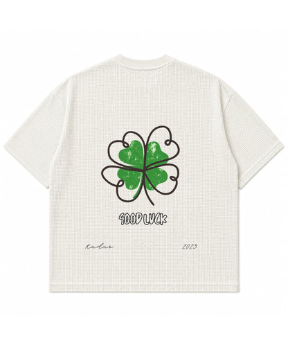 Off-white waffle boxy fit Back Design