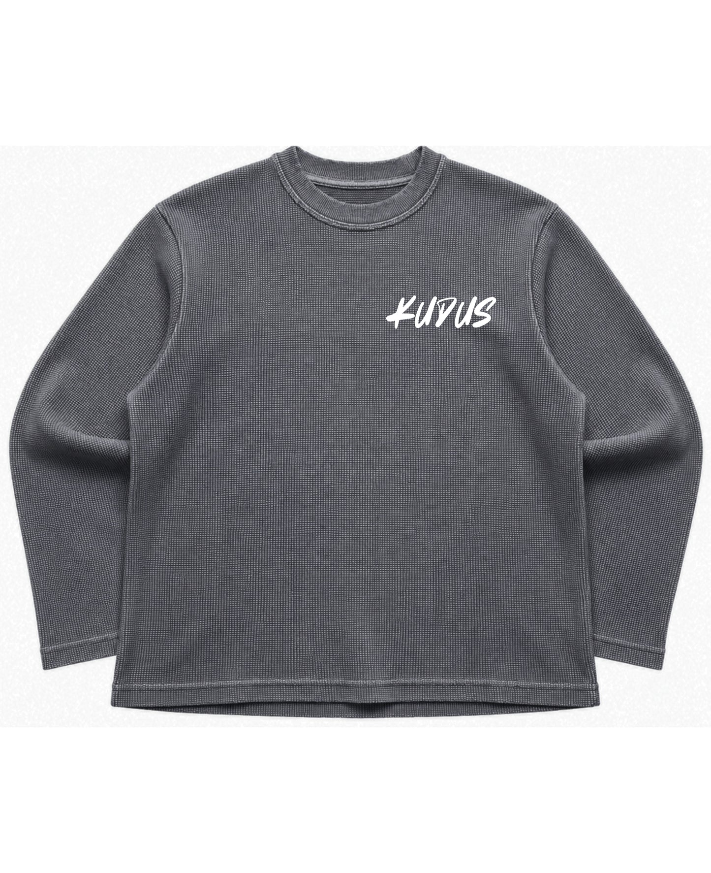 Acidwash waffle knit oversized full-sleeve Front Design