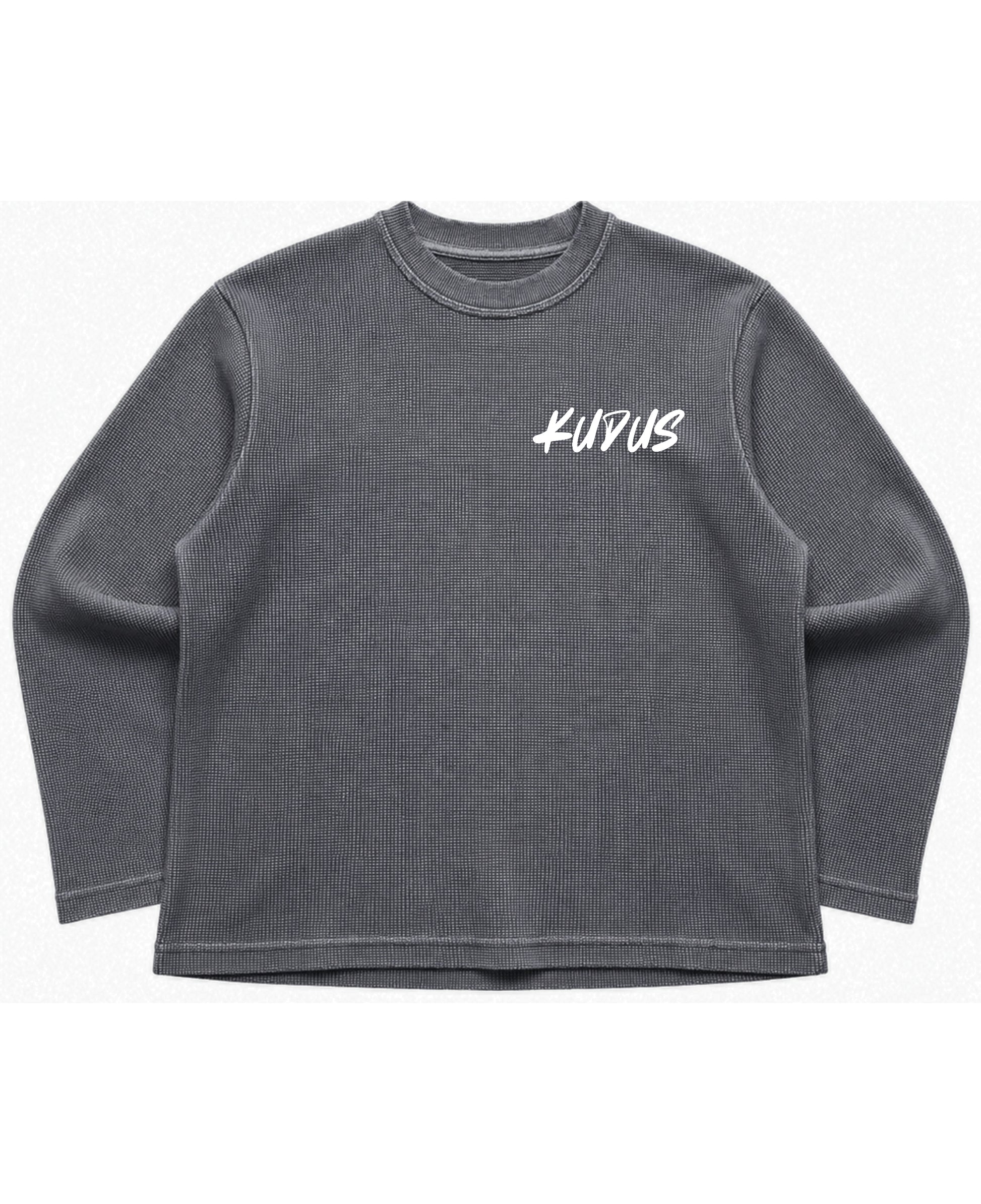 Acidwash waffle knit oversized full-sleeve Front Design