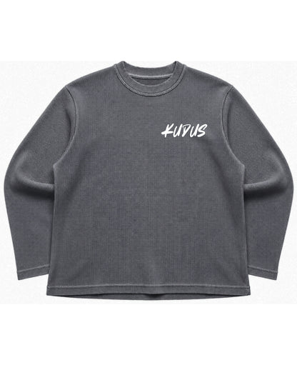 Acidwash waffle knit oversized full-sleeve Front Design