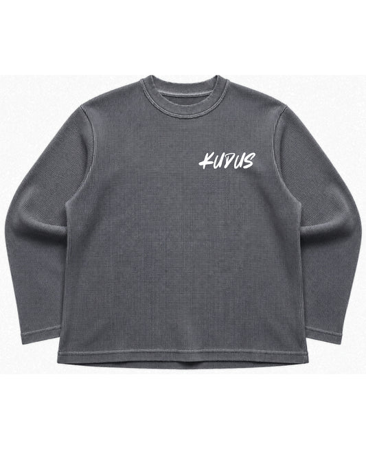 Acidwash waffle knit oversized full-sleeve Front Design