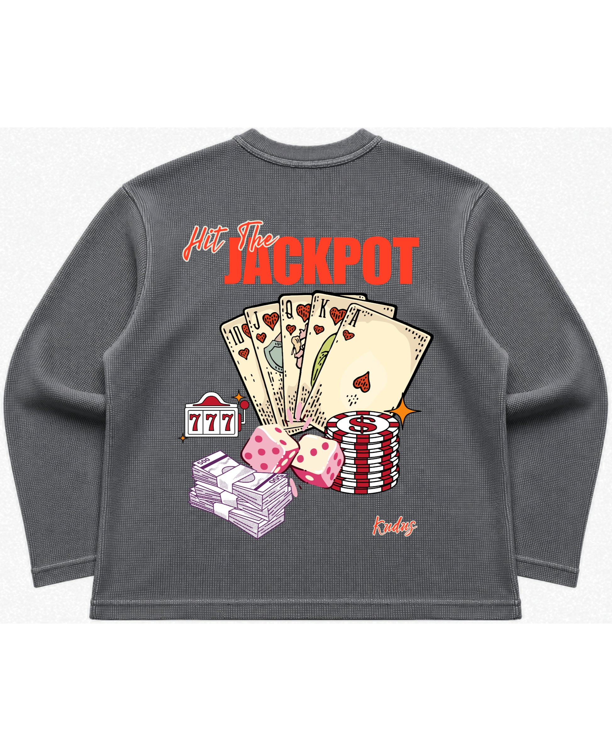 Acidwash waffle knit oversized full-sleeve Back Design