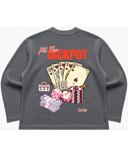 Acidwash waffle knit oversized full-sleeve Back Design