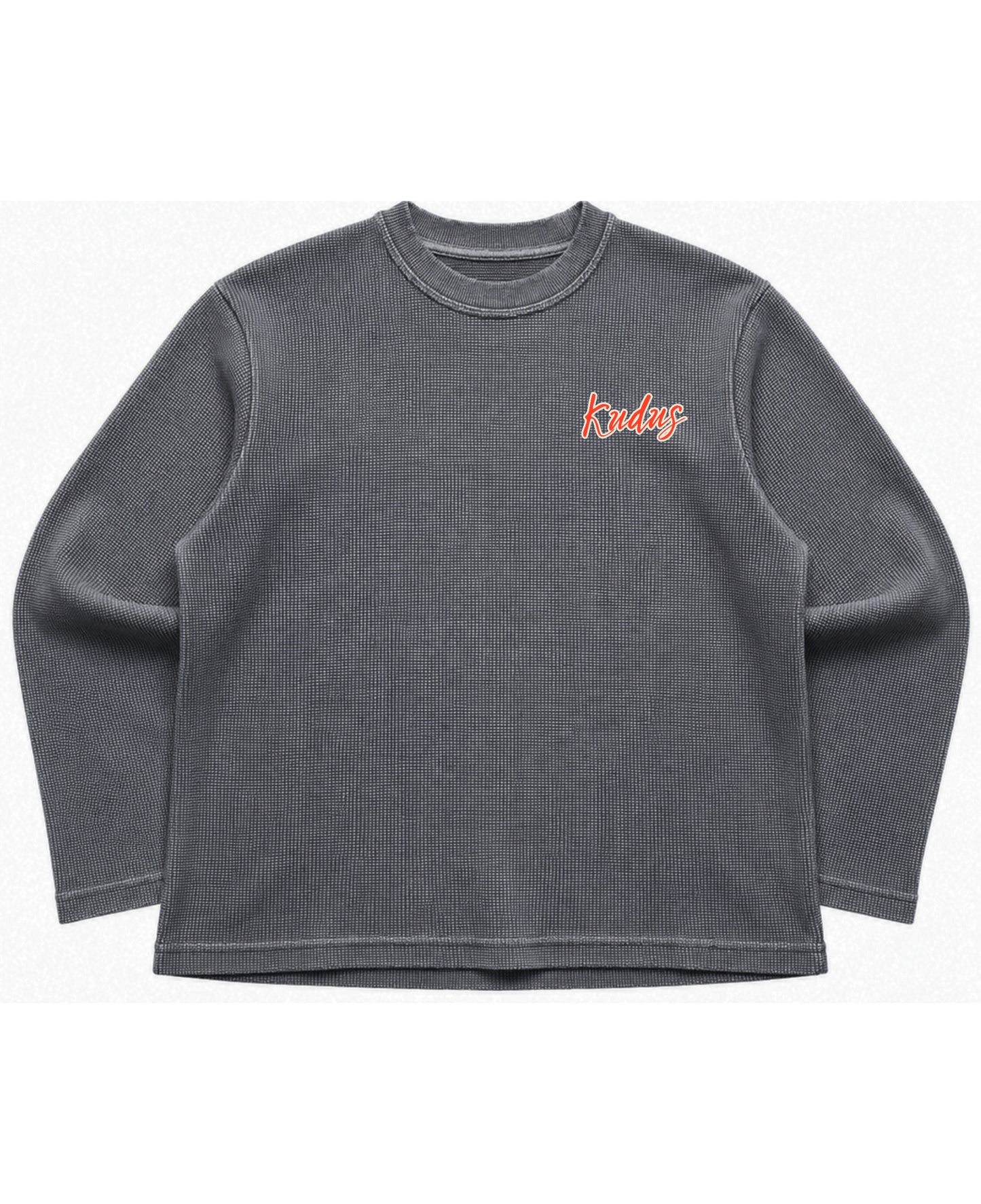 Acidwash waffle knit oversized full-sleeve Front Design