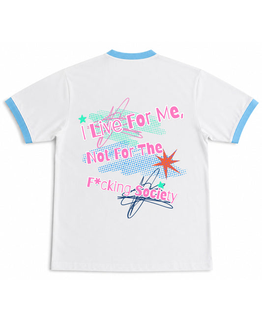 White & Sky Blue Ringer tee Back Design
