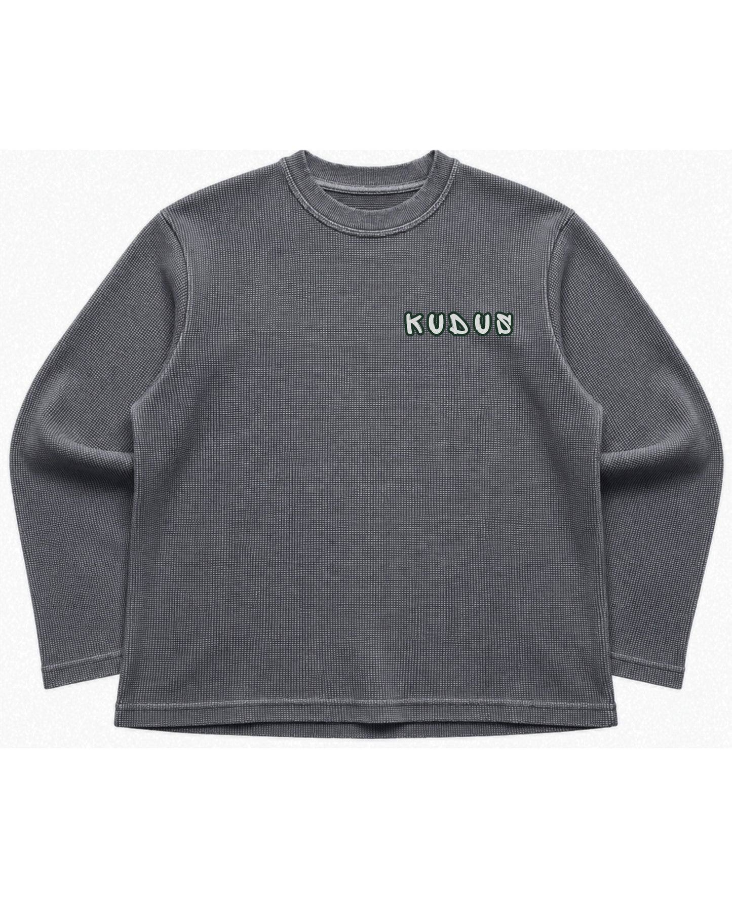 Acidwash waffle knit oversized full-sleeve Front Design