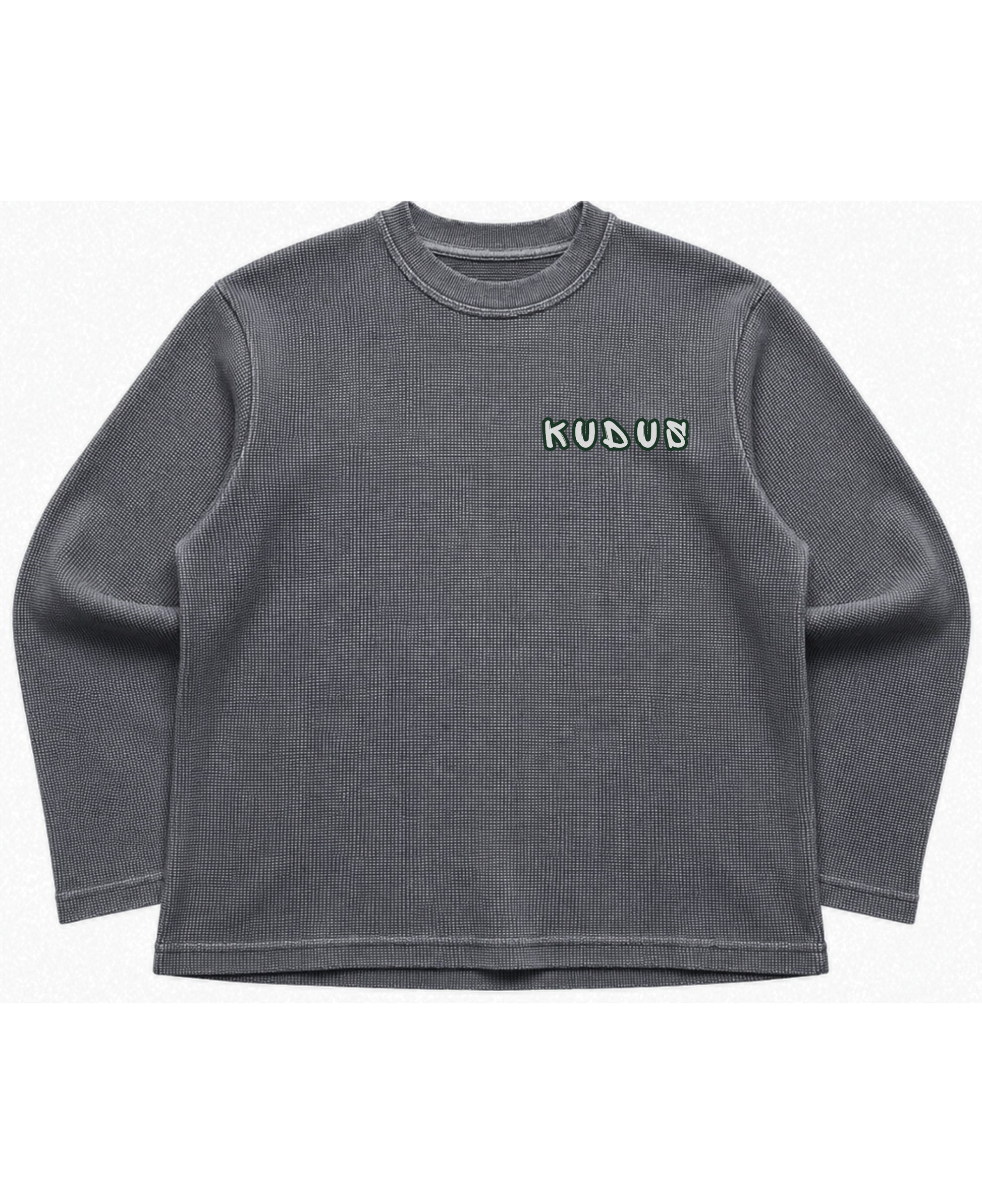 Acidwash waffle knit oversized full-sleeve Front Design