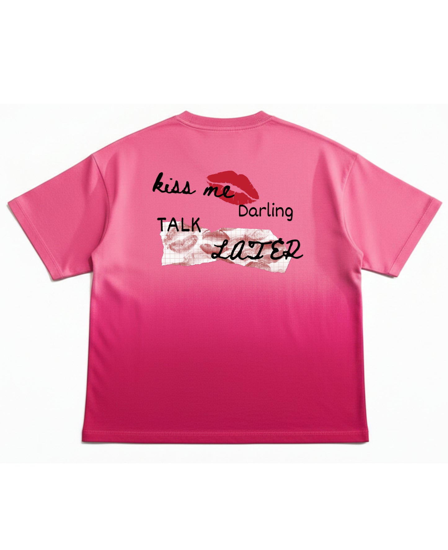 Pink Sunfade Ombré Wash Boxy Fit T-shirt Back Design