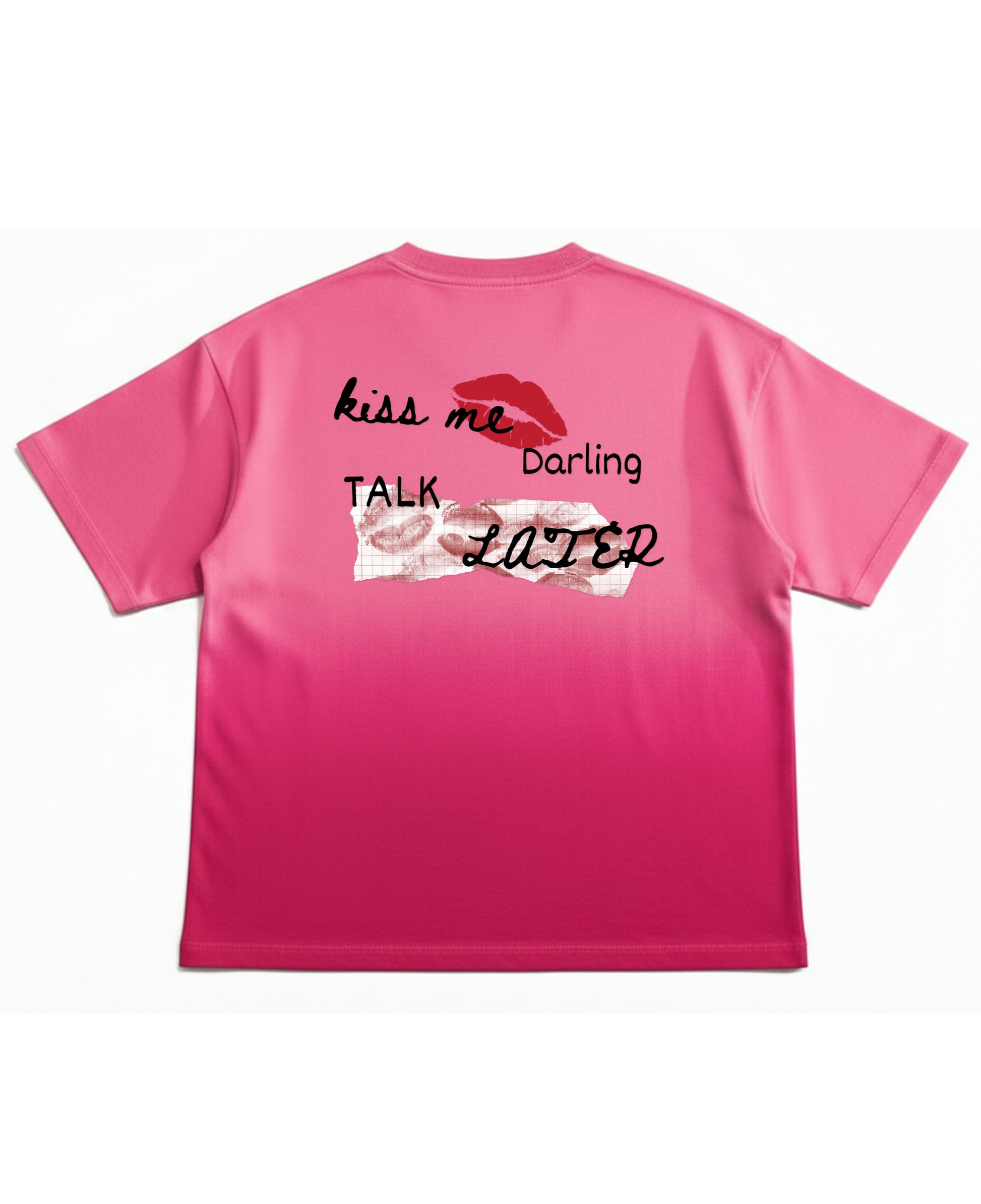 Pink Sunfade Ombré Wash Boxy Fit T-shirt Back Design