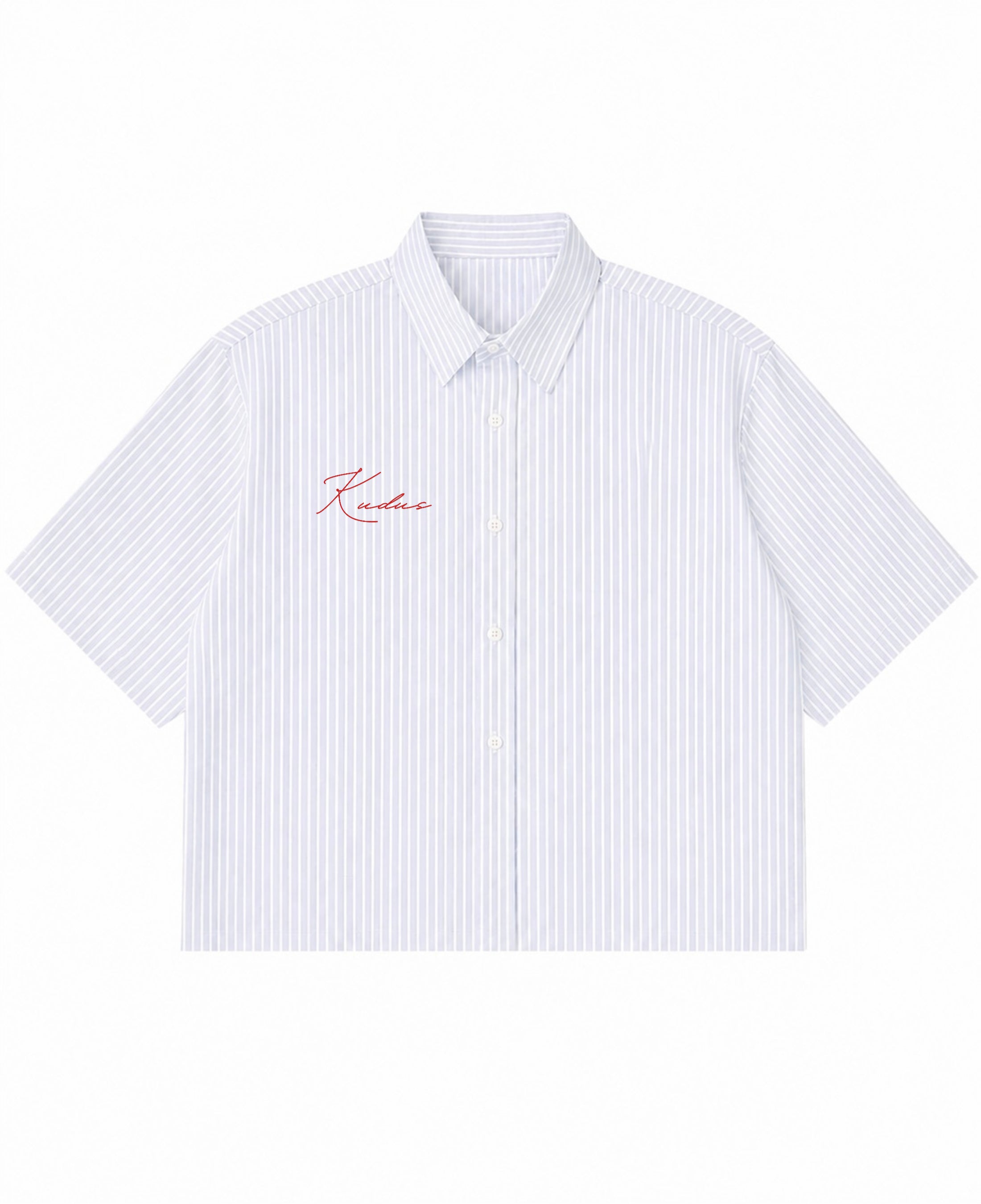 Blue Striped Oxford Boxy Shirt Front Design