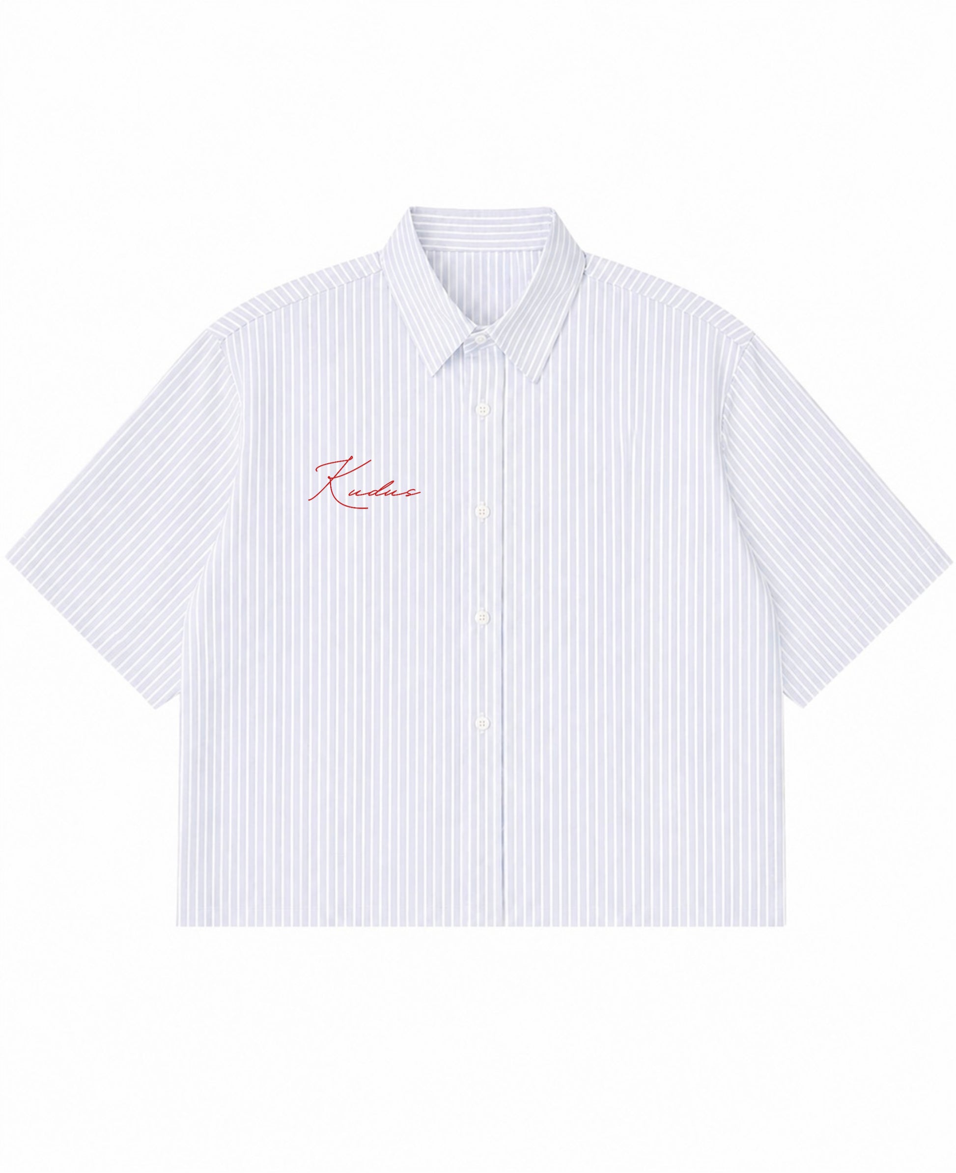 Blue Striped Oxford Boxy Shirt Front Design