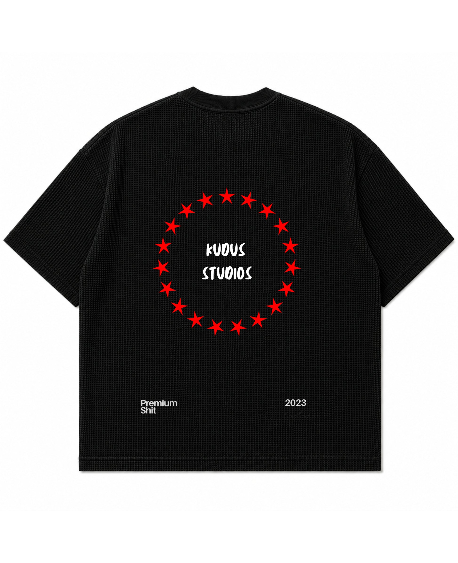 Black waffle boxy fit Back Design