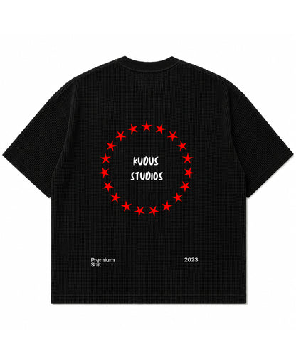 Black waffle boxy fit Back Design