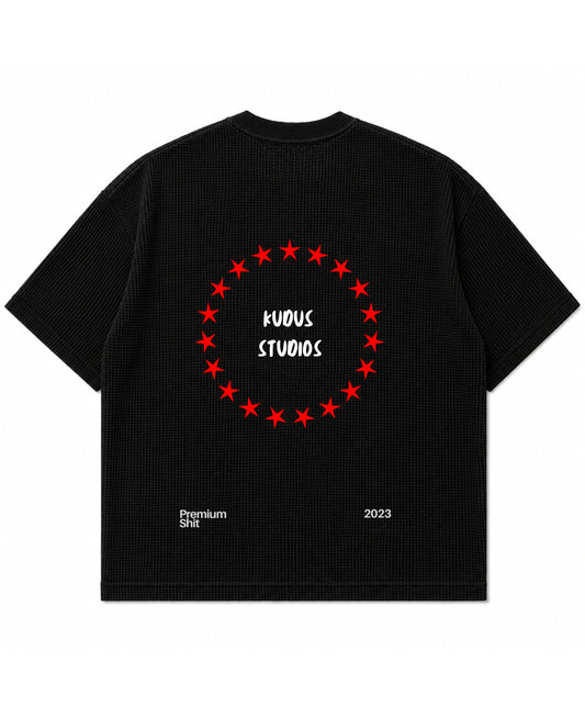 Black waffle boxy fit Back Design