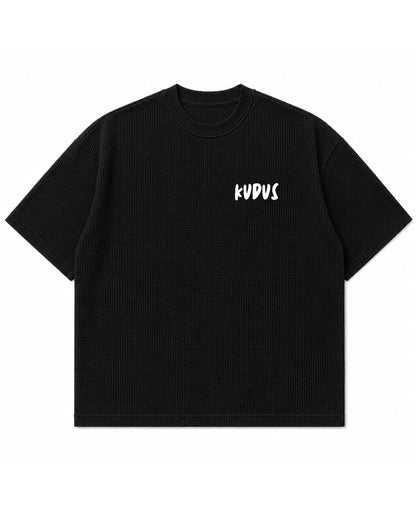 Black waffle boxy fit Front Design
