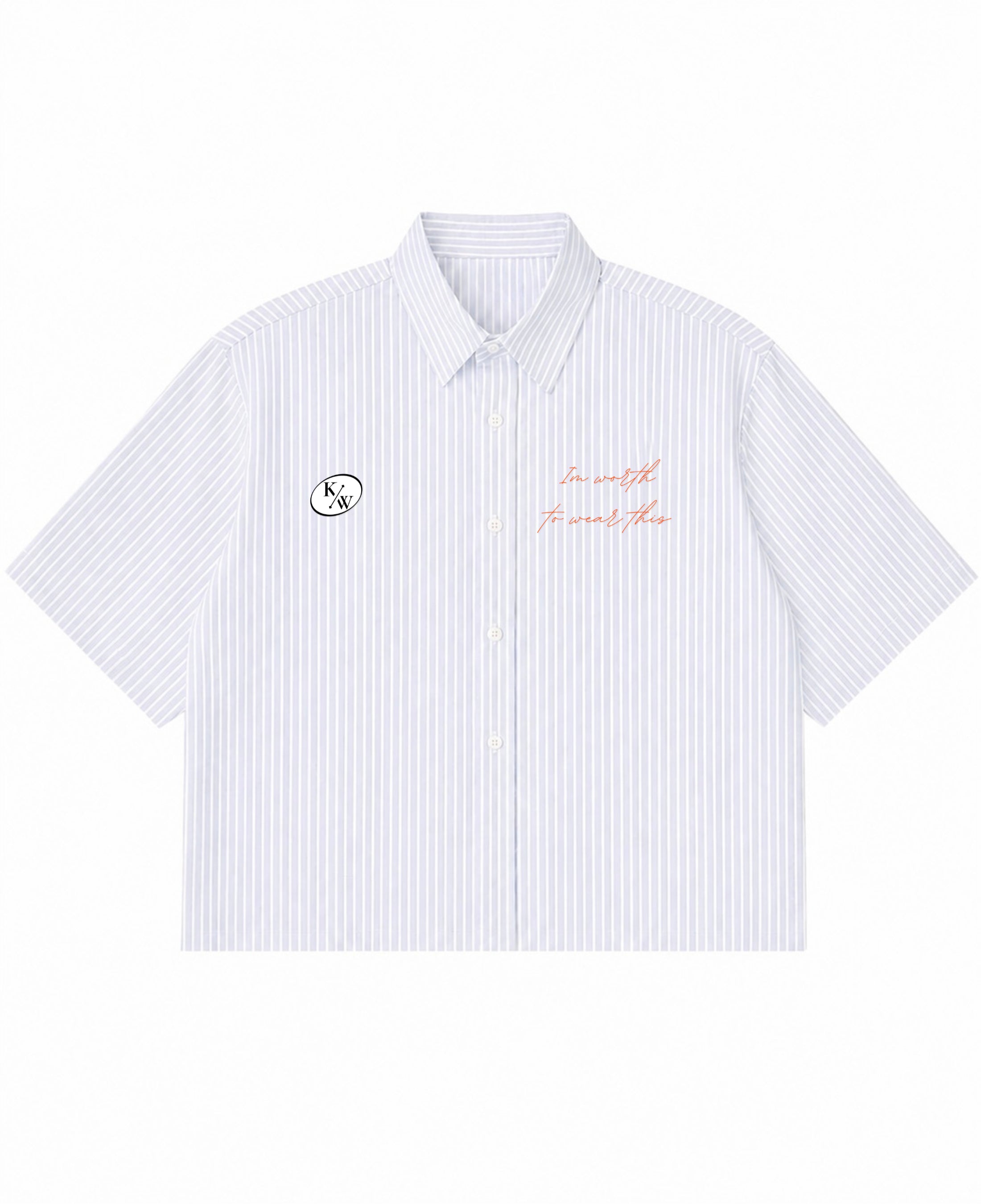 Blue Striped Oxford Boxy Shirt Front Design