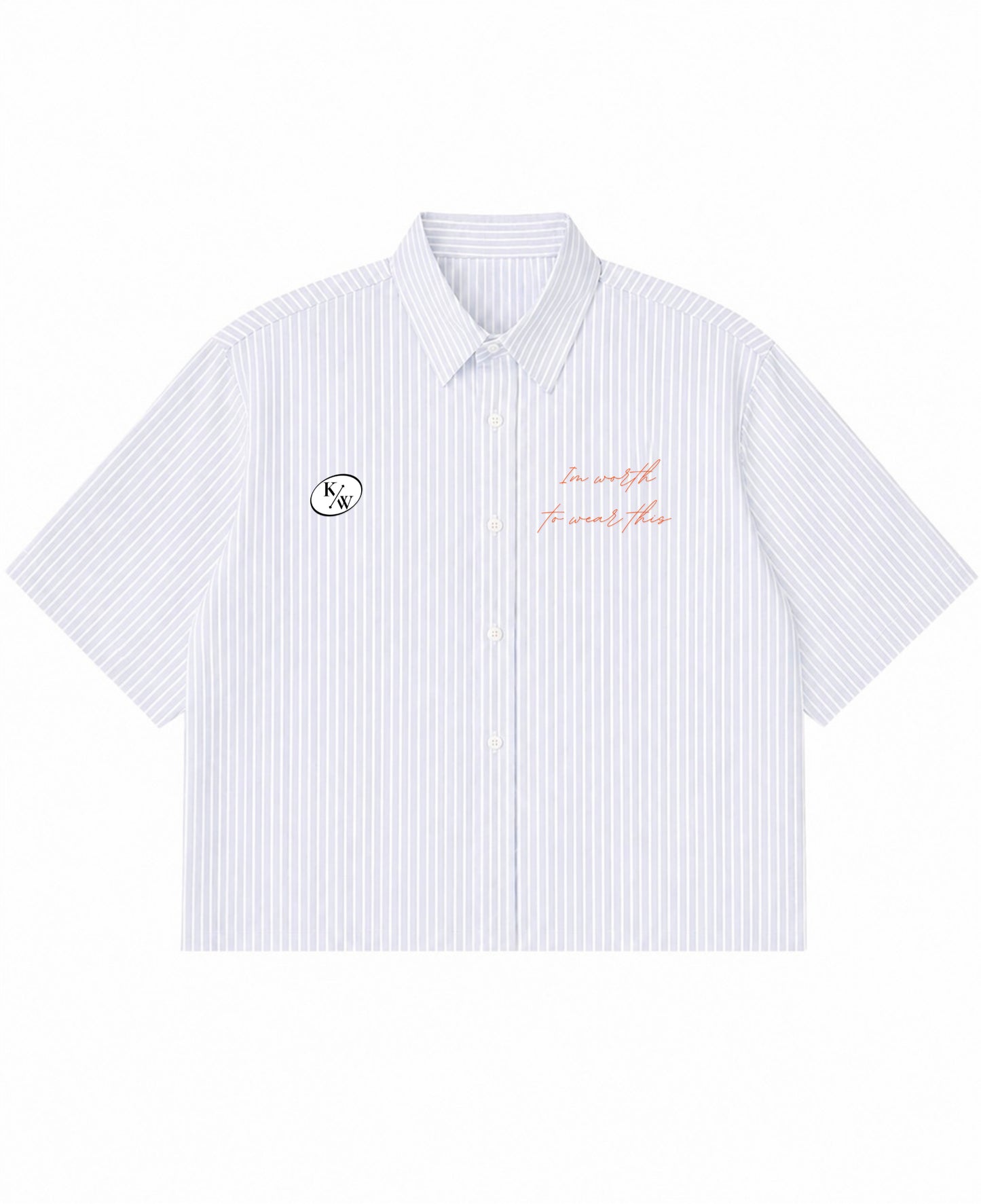 Blue Striped Oxford Boxy Shirt Front Design