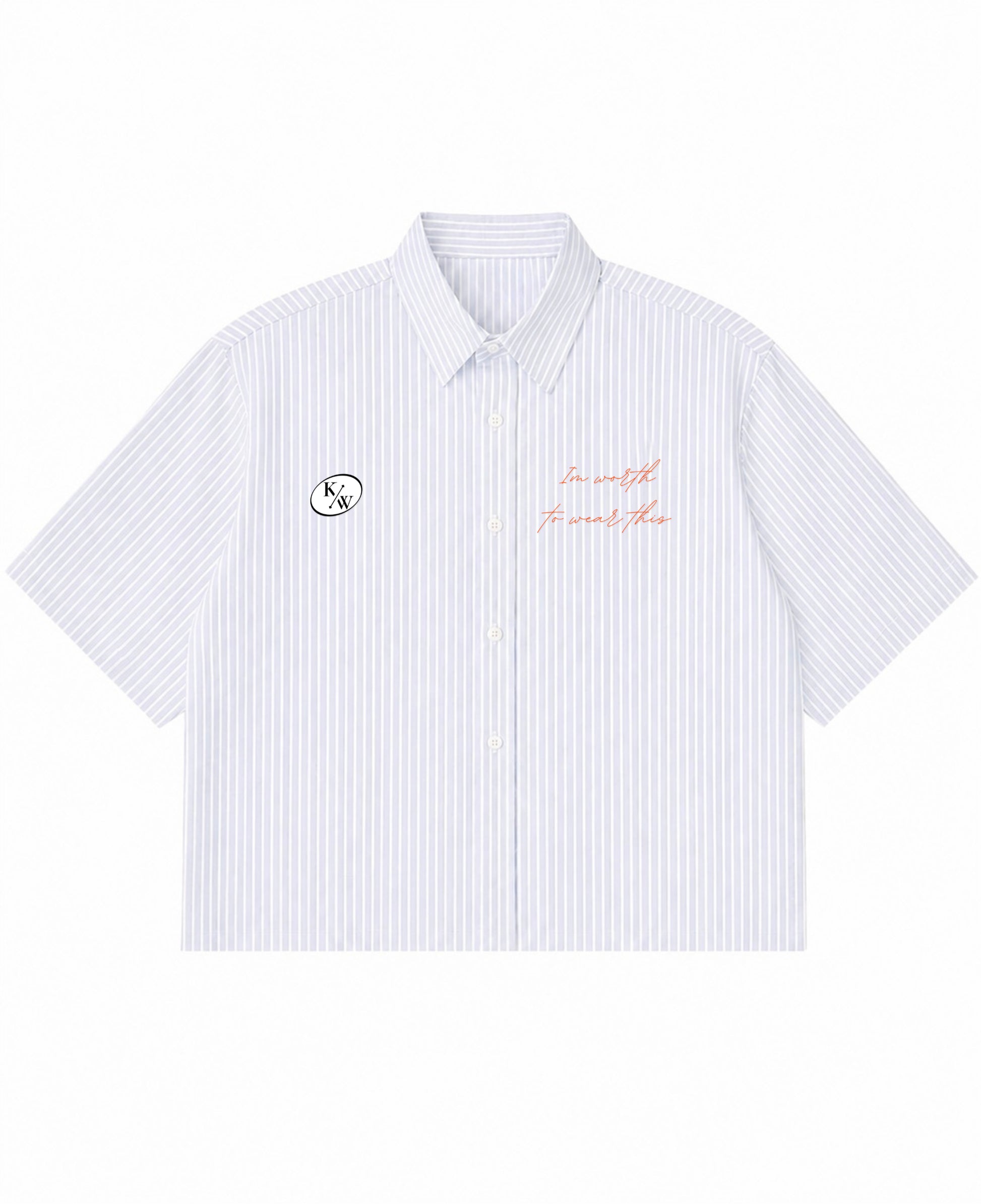 Blue Striped Oxford Boxy Shirt Front Design