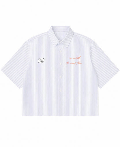 Blue Striped Oxford Boxy Shirt Front Design