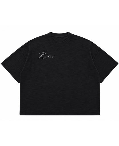 Graphite Boxy Slub tee Front Design