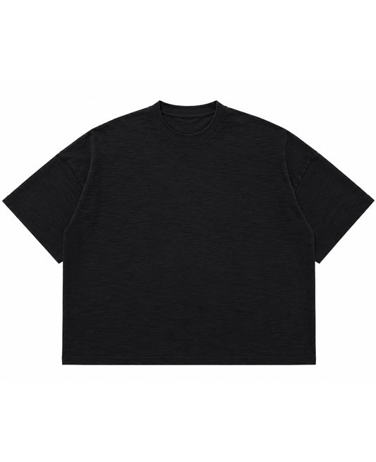 Graphite Boxy Slub tee Front Design