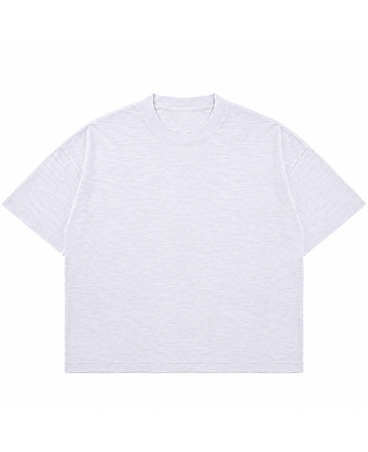 Dusty White Boxy Slub tee Front Design