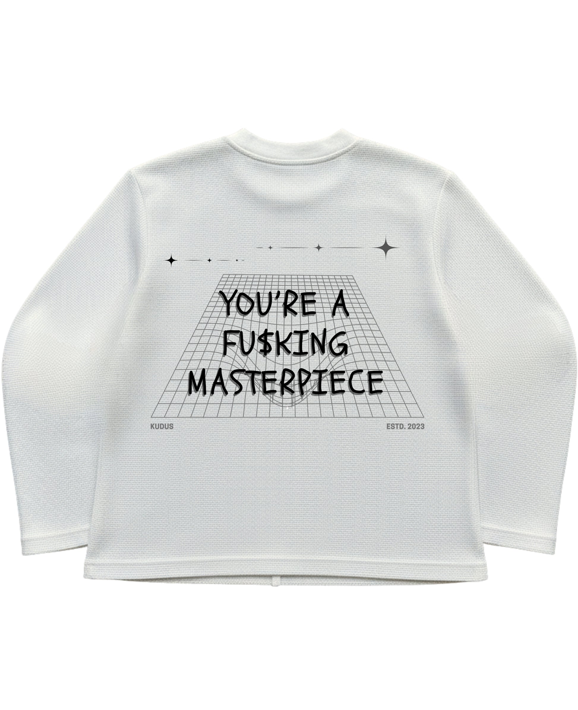 Off-white waffle knit oversized full-sleeve Back Design