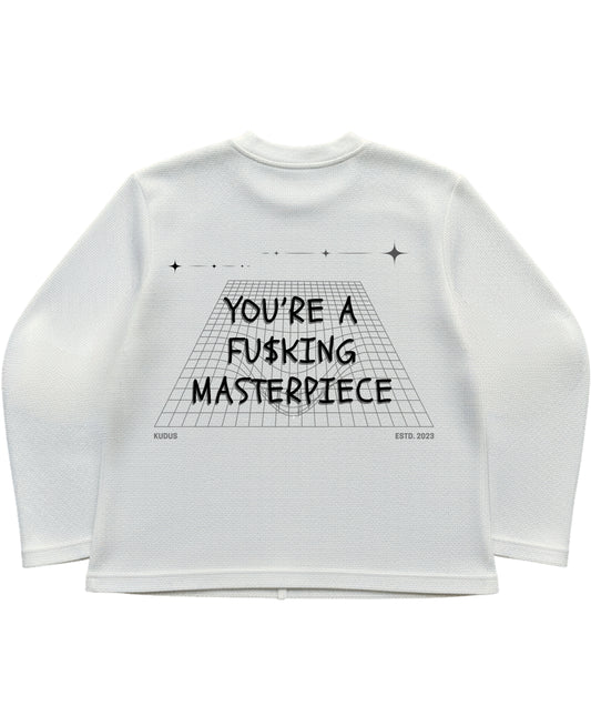 Off-white waffle knit oversized full-sleeve Back Design