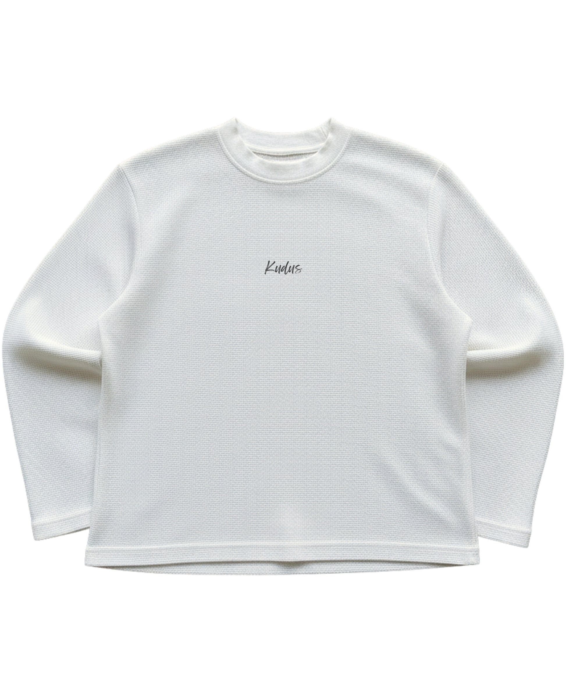 Off-white waffle knit oversized full-sleeve Front Design