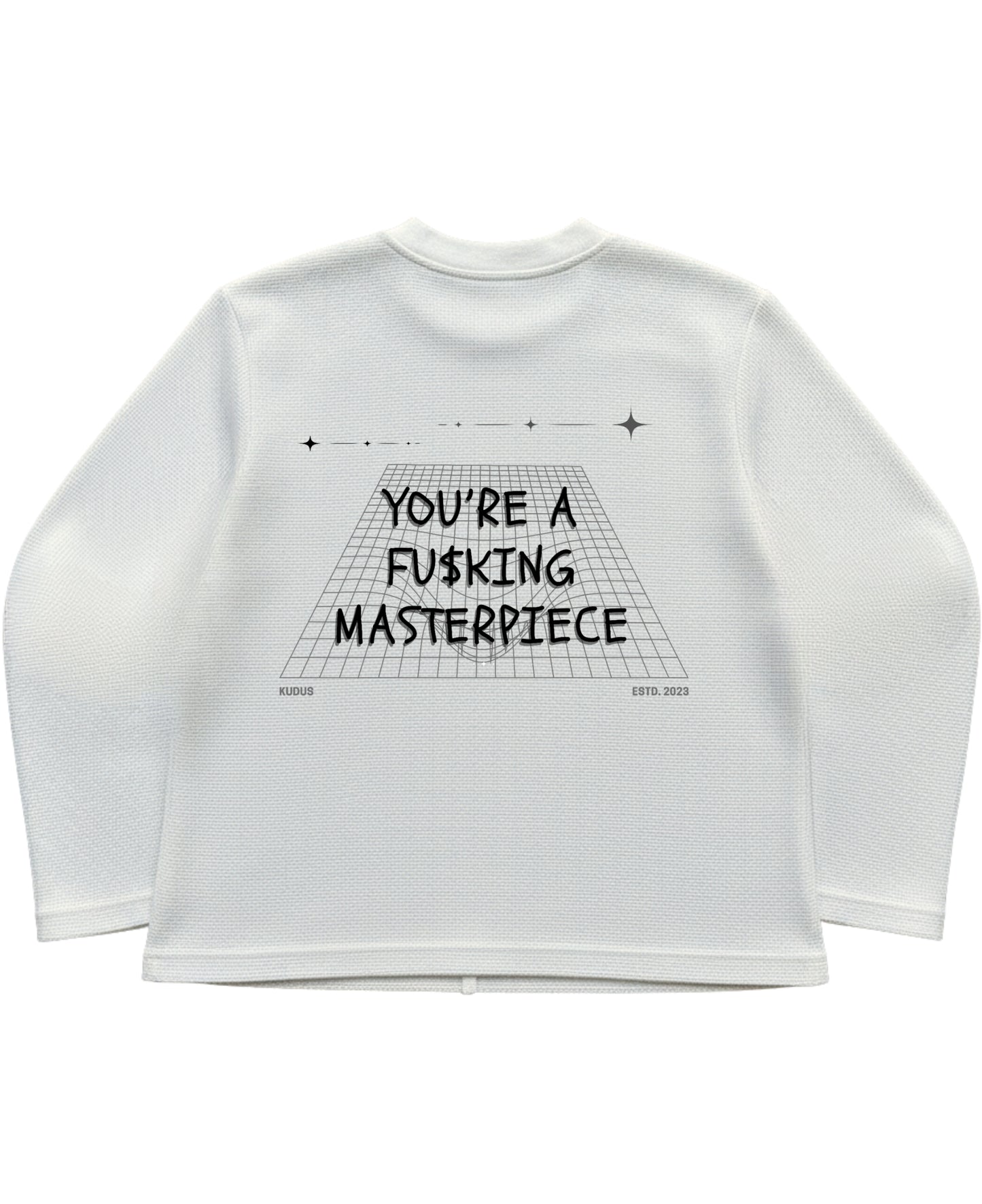 Off-white waffle knit oversized full-sleeve Back Design