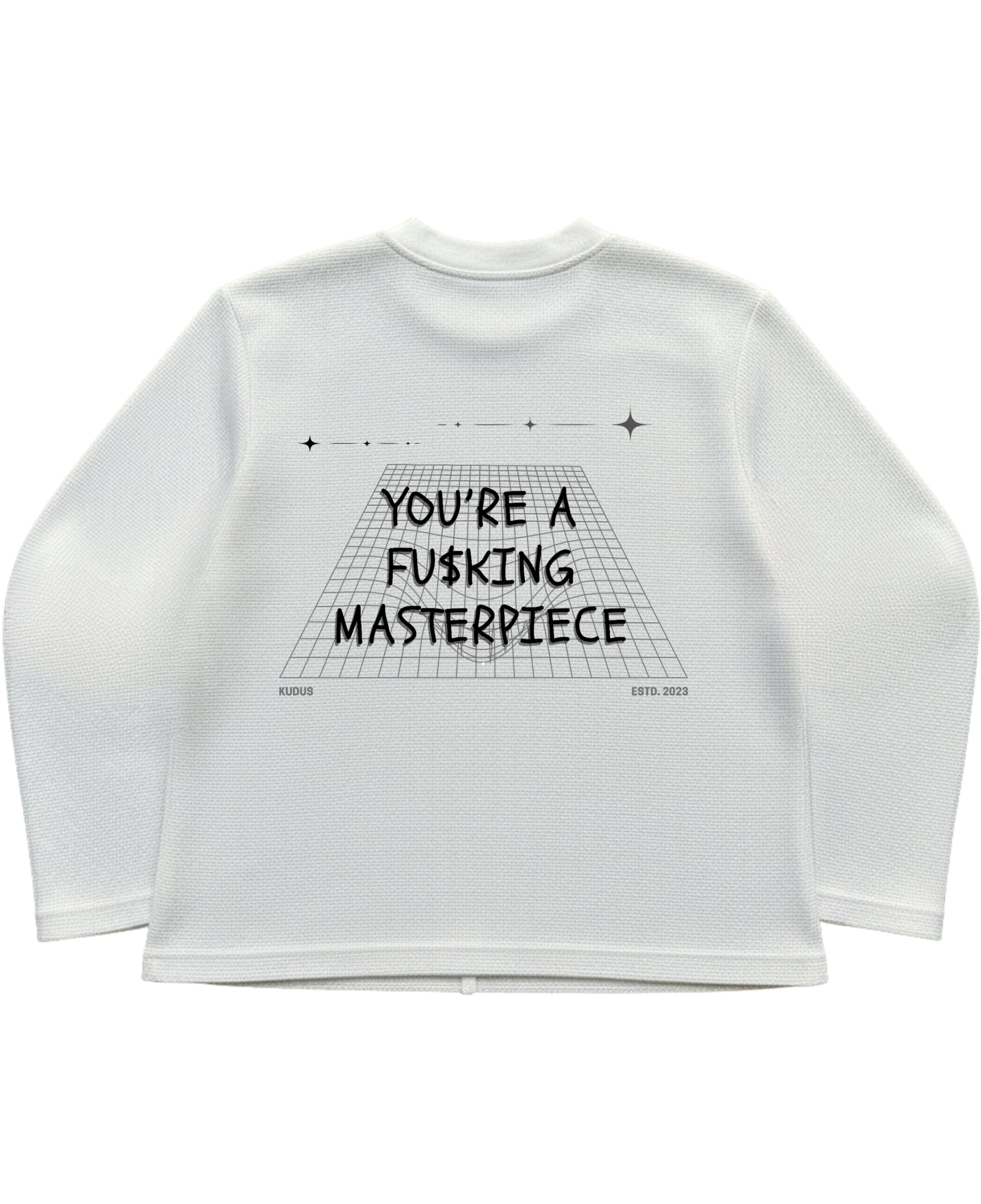Off-white waffle knit oversized full-sleeve Back Design