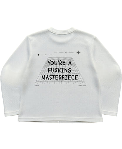 Off-white waffle knit oversized full-sleeve Back Design