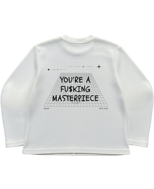 Off-white waffle knit oversized full-sleeve Back Design