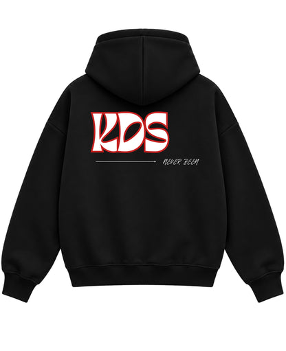 Black Boxy Dual Zipper Hoodie Back Design
