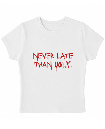 White Baby Tee Front Design