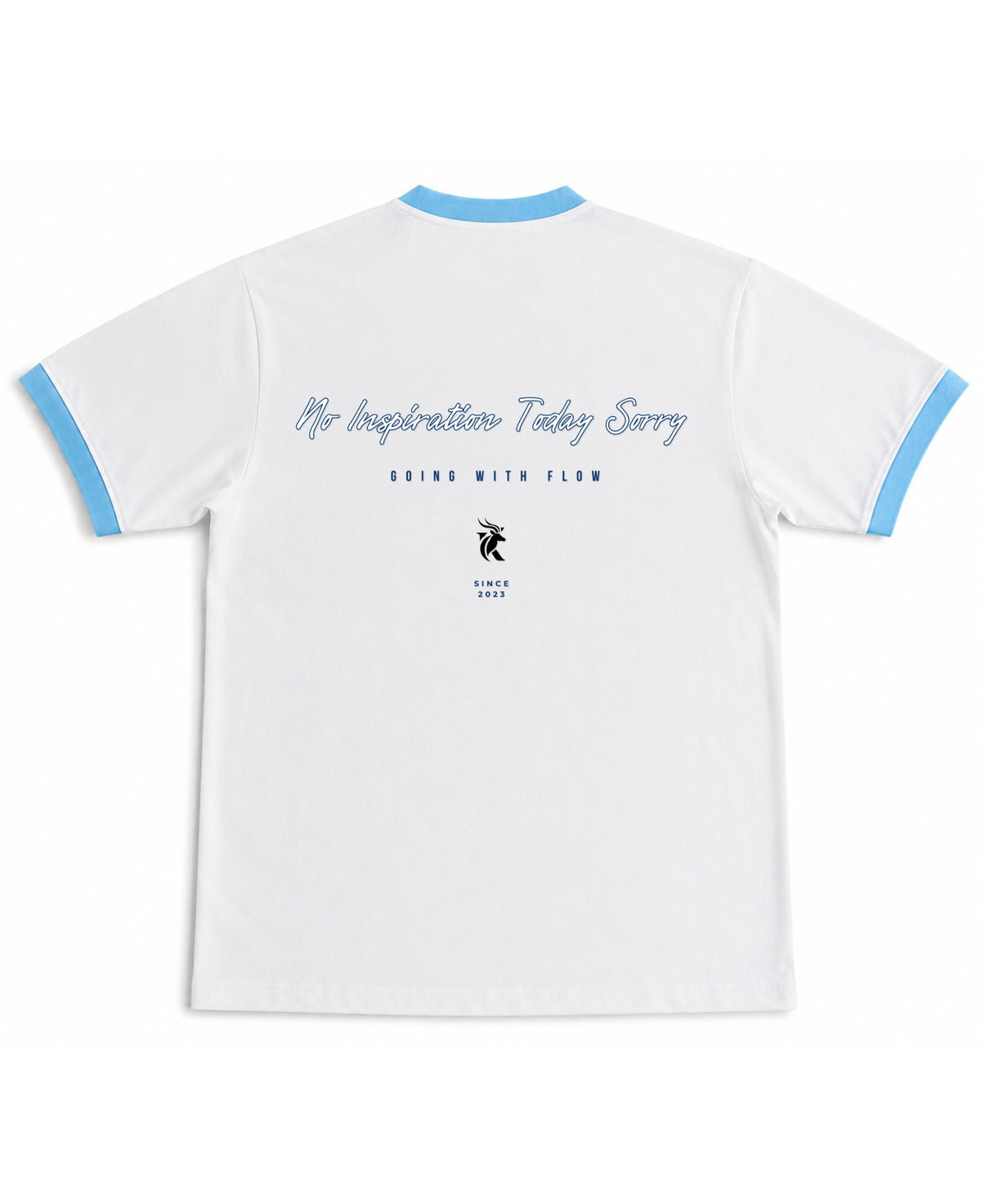 White & Sky Blue Ringer tee Back Design