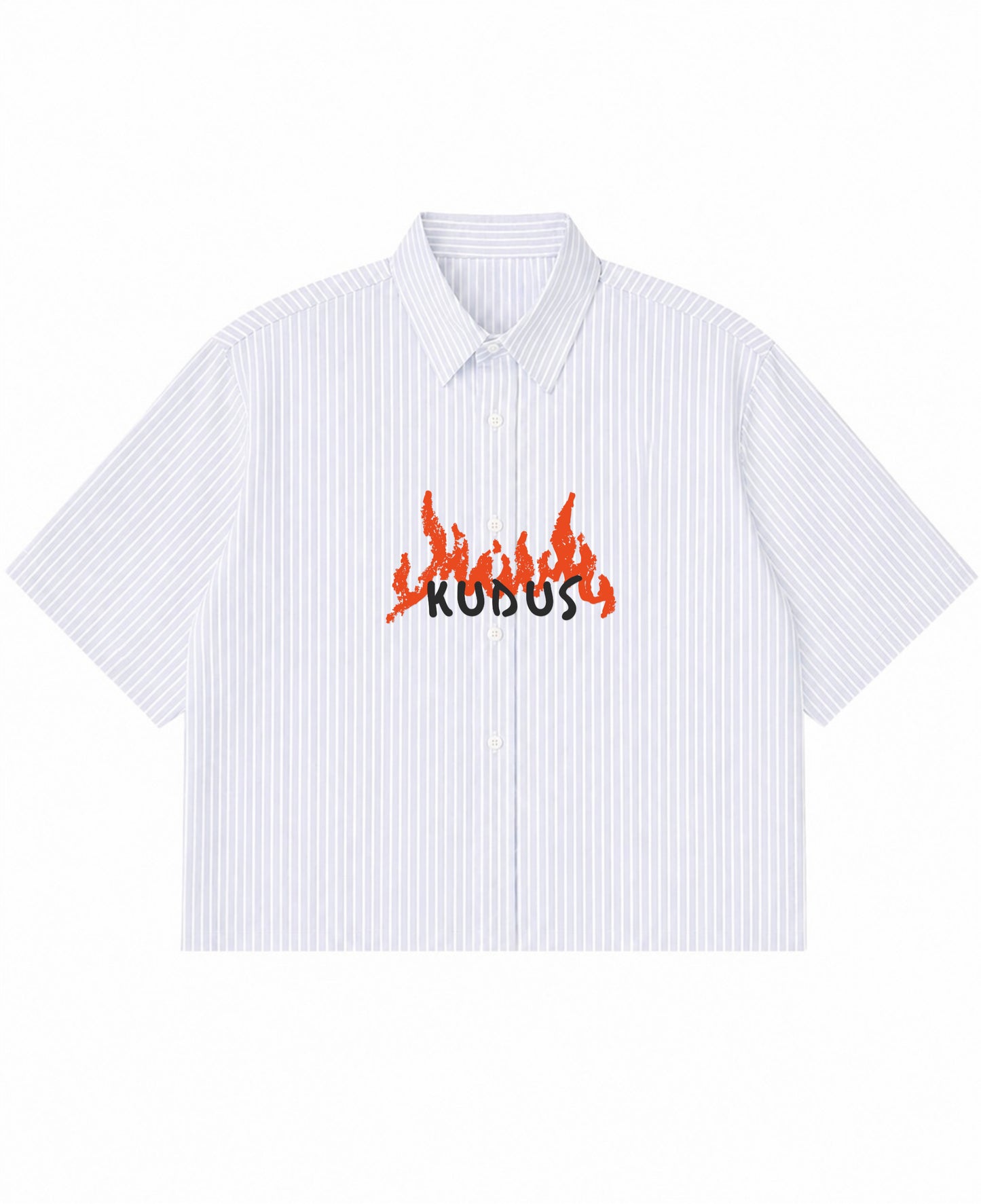 Blue Striped Oxford Boxy Shirt Front Design