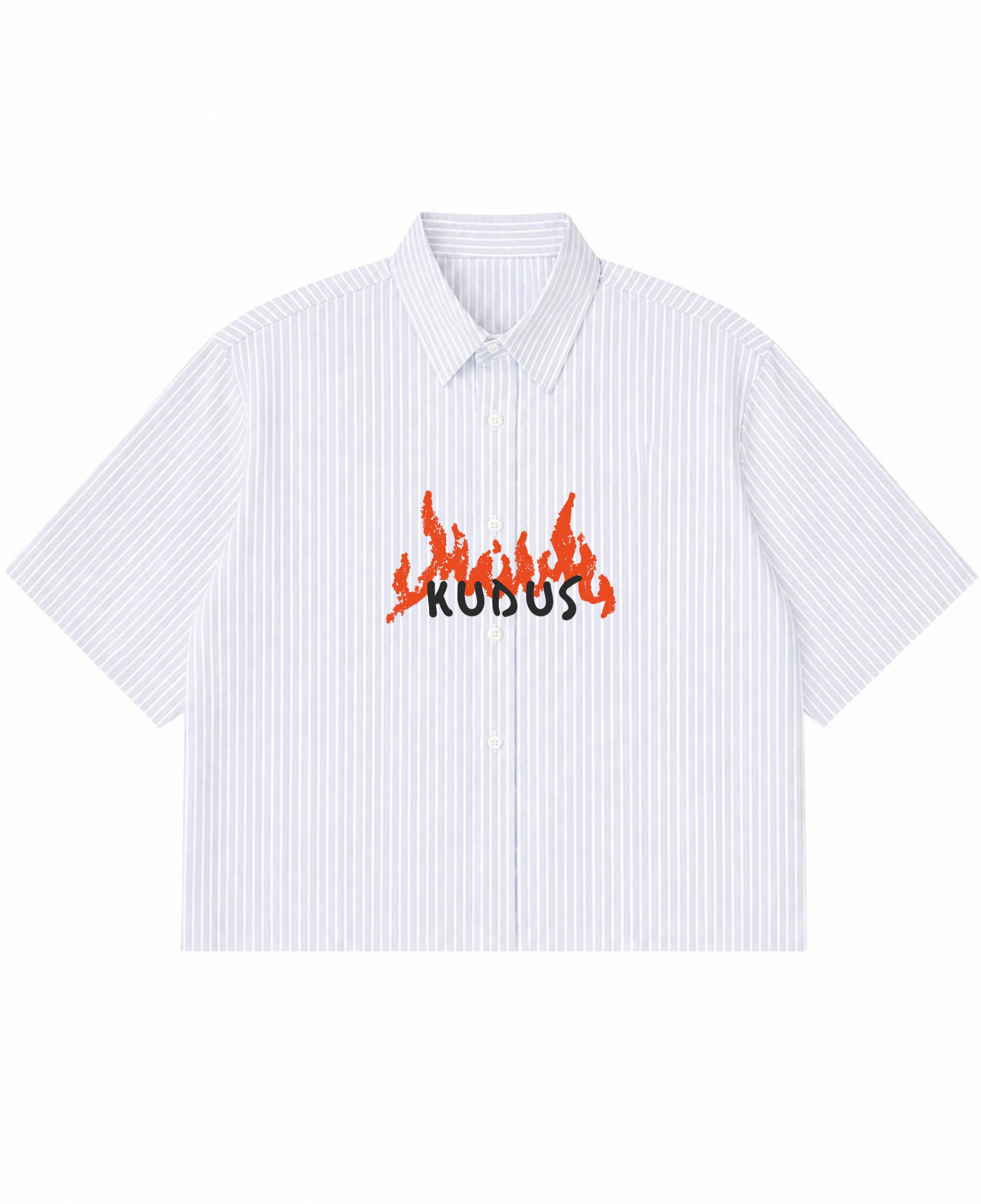 Blue Striped Oxford Boxy Shirt Front Design