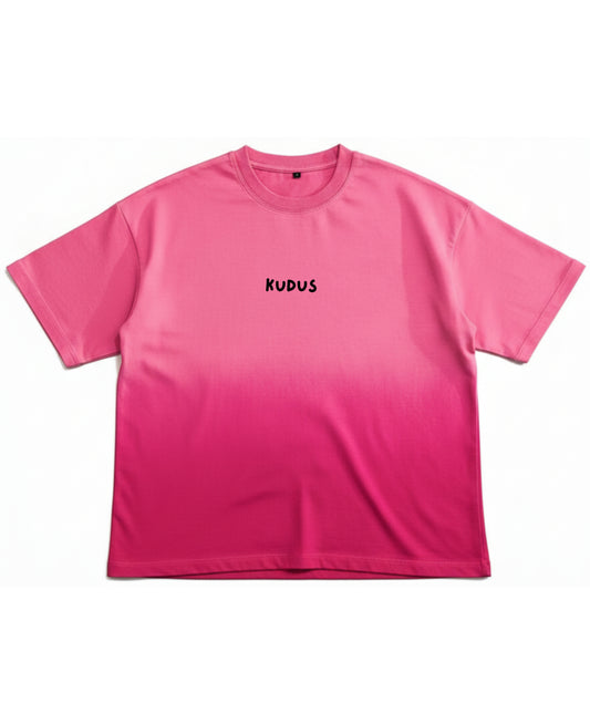 Pink Sunfade Ombré Wash Boxy Fit T-shirt Front Design