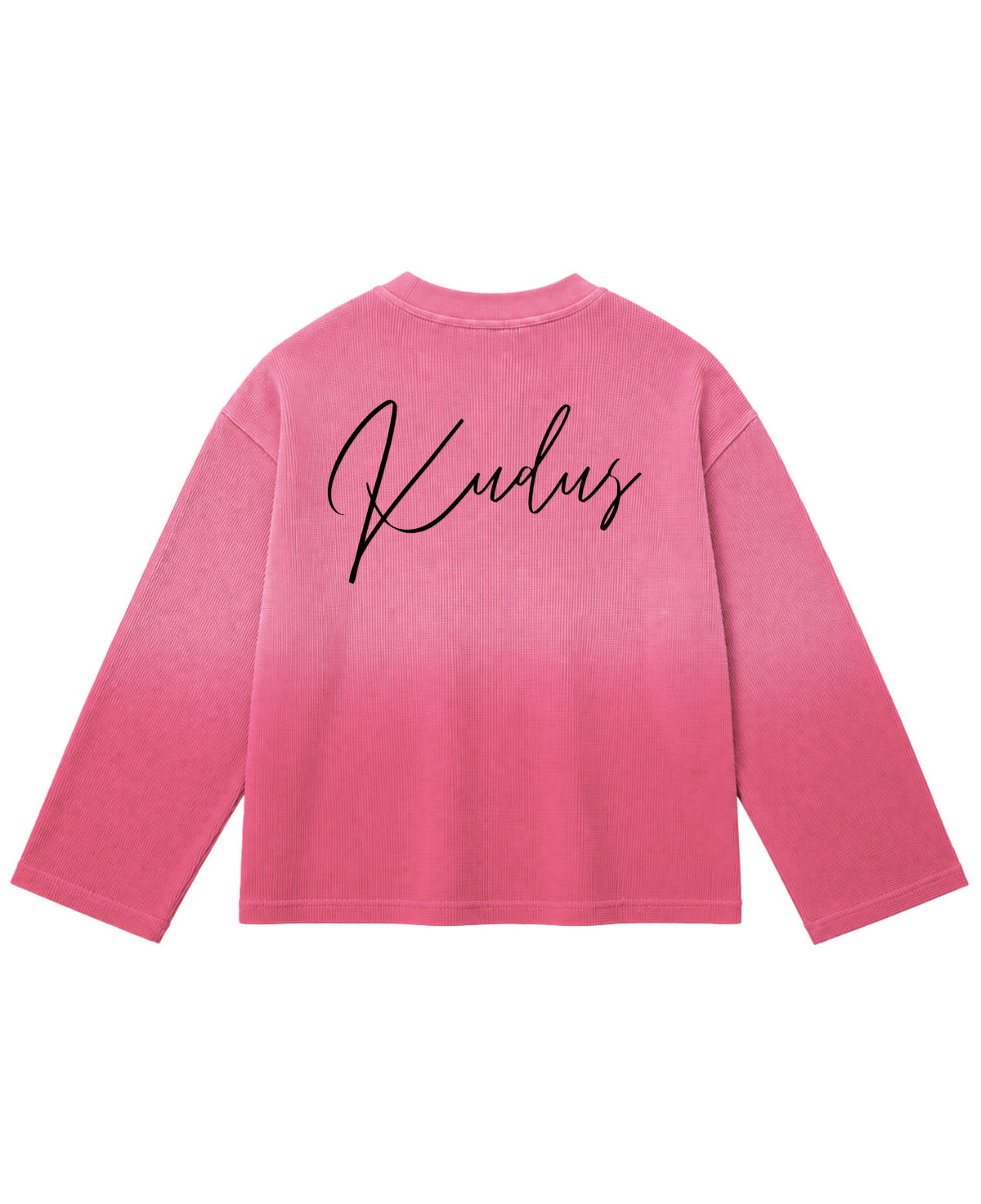 Pink Ombré Waffle Knit Oversized Full-Sleeve Back Design