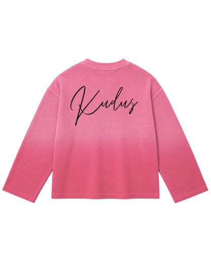 Pink Ombré Waffle Knit Oversized Full-Sleeve Back Design