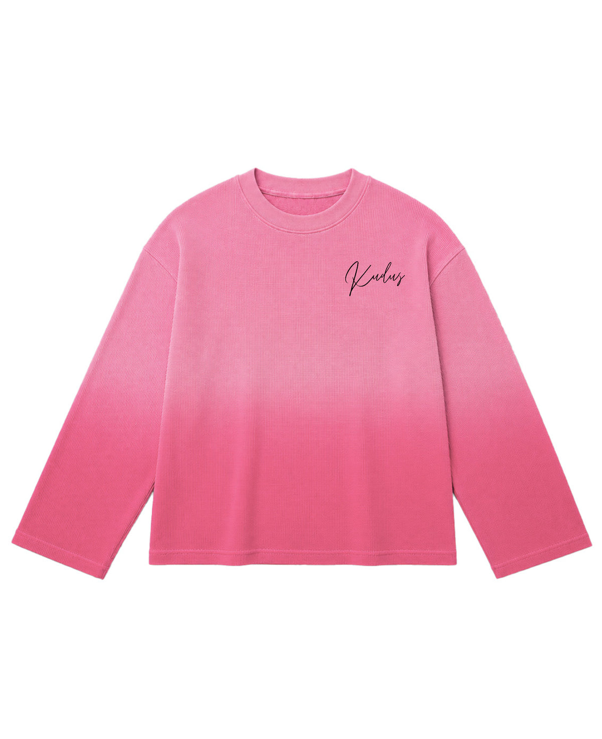 Pink Ombré Waffle Knit Oversized Full-Sleeve Front Design