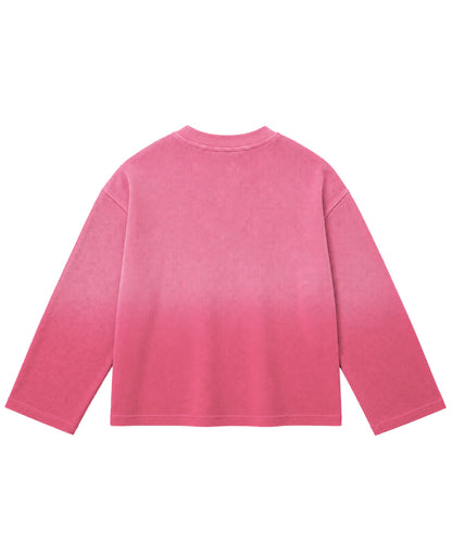 Pink Ombré Waffle Knit Oversized Full-Sleeve Back Design