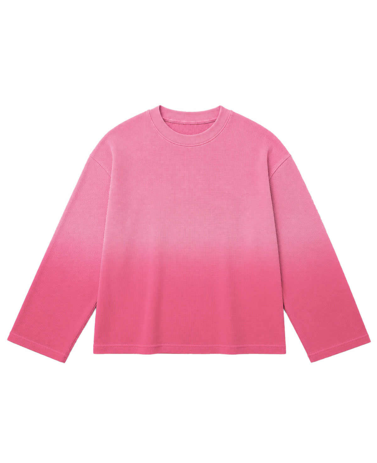 Pink Ombré Waffle Knit Oversized Full-Sleeve Front Design