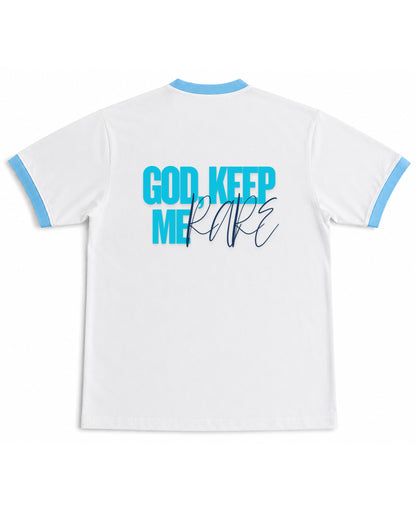White & Sky Blue Ringer tee Back Design