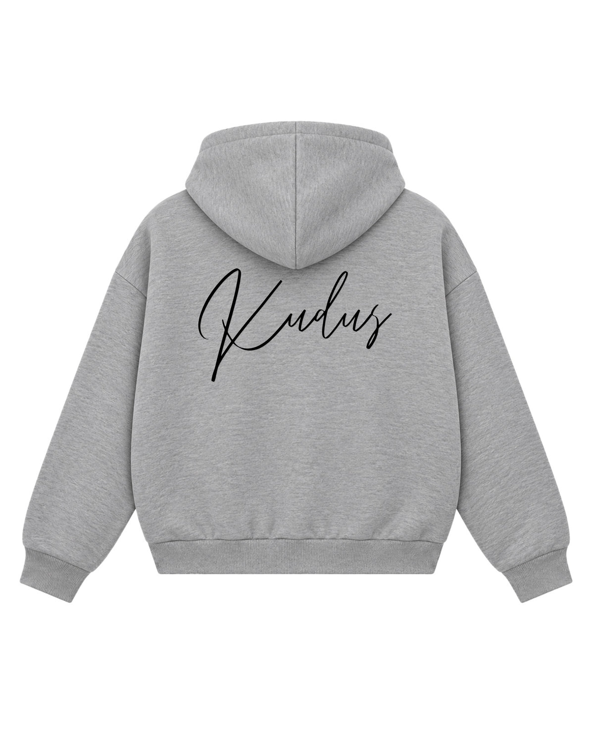 Grey Boxy Double Zipped Hoodie Back Design