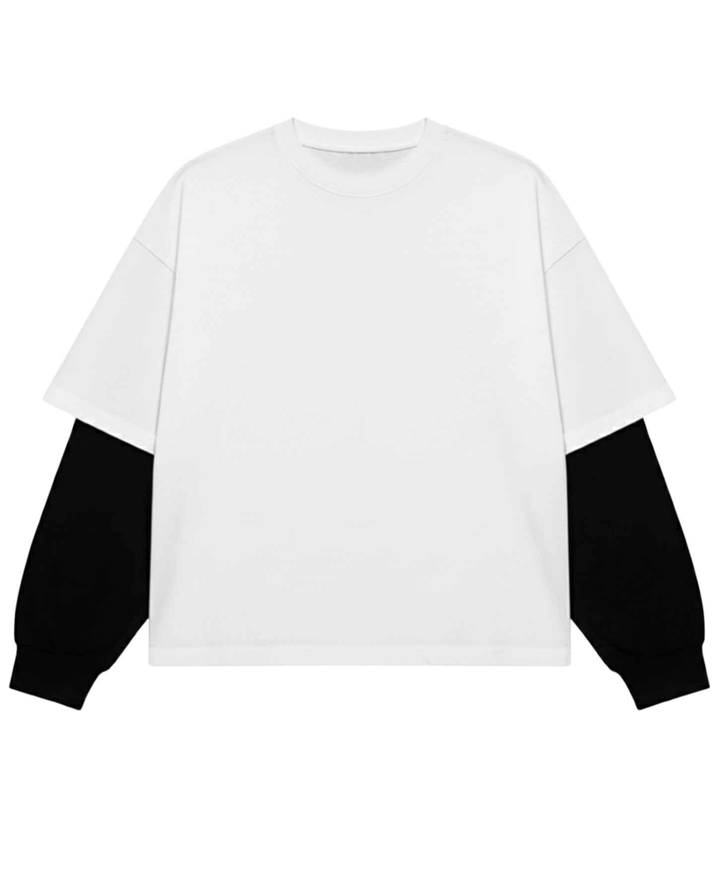 White With Black Sleeve Oversized Tee Front Design