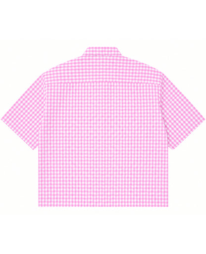 Pink Gingham Oxford Boxy Shirt Back Design